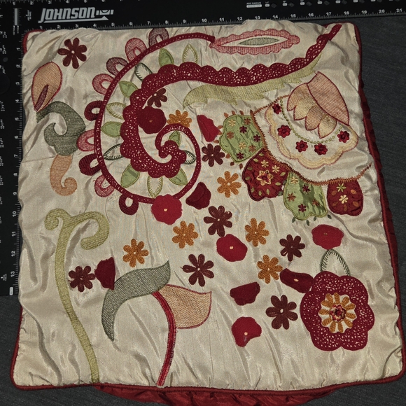 Embroidered Holiday Throw Pillow - Multicolor - Picture 4 of 5